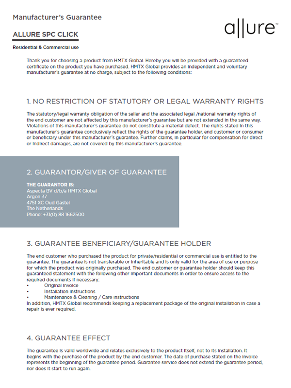 Garantie du fabricant