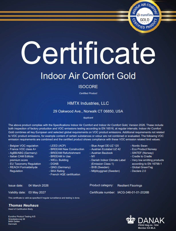 Indoor Air Comfort gold certificate